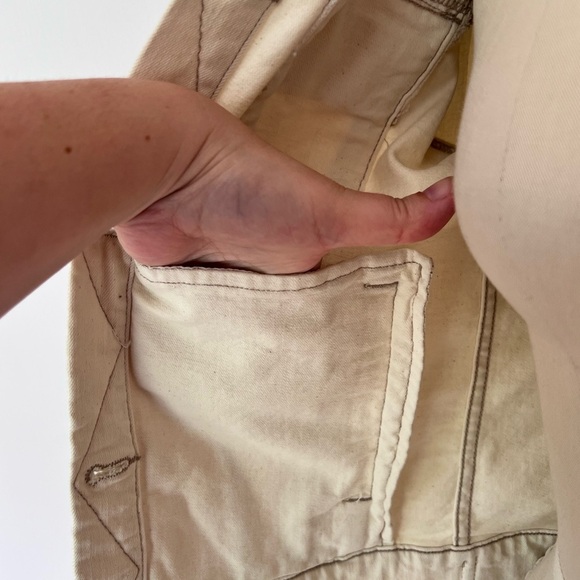 J. Crew. Black Label Denim Jacket in Ecru  Women's Off-White Jean Jacket Trucker - Picture 7 of 8